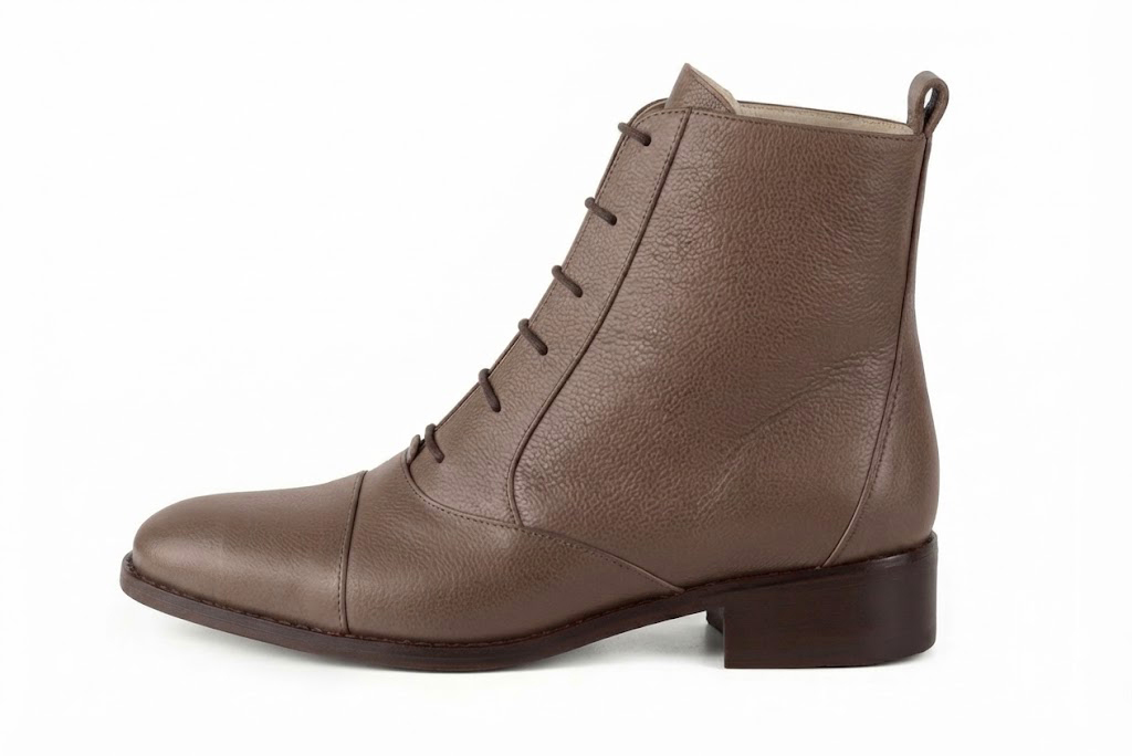 Classic front lace-up leather ankle boots offering tailored instep support, refined eyelet detailing, and timeless everyday sophistication, in bronze leather with round toe and leather sole - Florence KOOIJMAN
